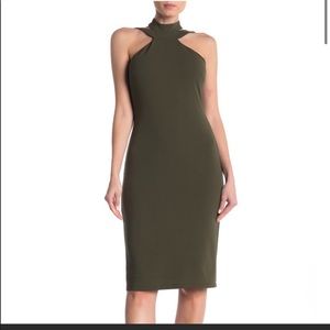 Olive Green Knee Length Bebe Dress
